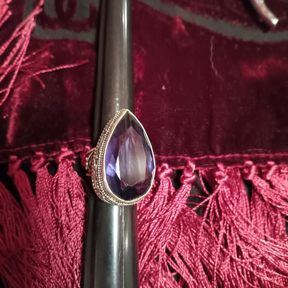 African Amethyst in Silver Ring, Size 7